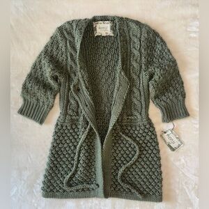 NWT Kenji Hand Knit Wool Alpaca Blend Cable Knit Cardigan Sweater